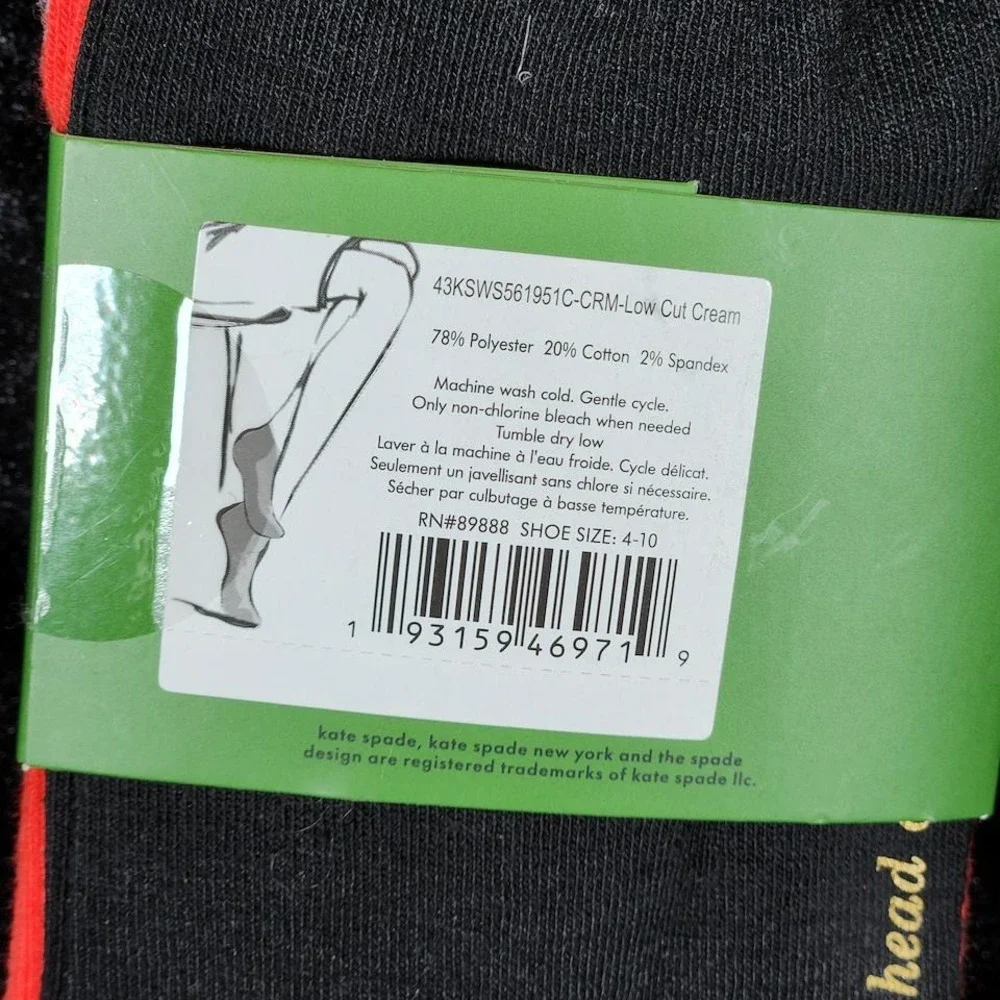Kate Spade New York 3 Pack Low Cut Socks Polka Dot Ladybug Cream Black 4-10 NEW